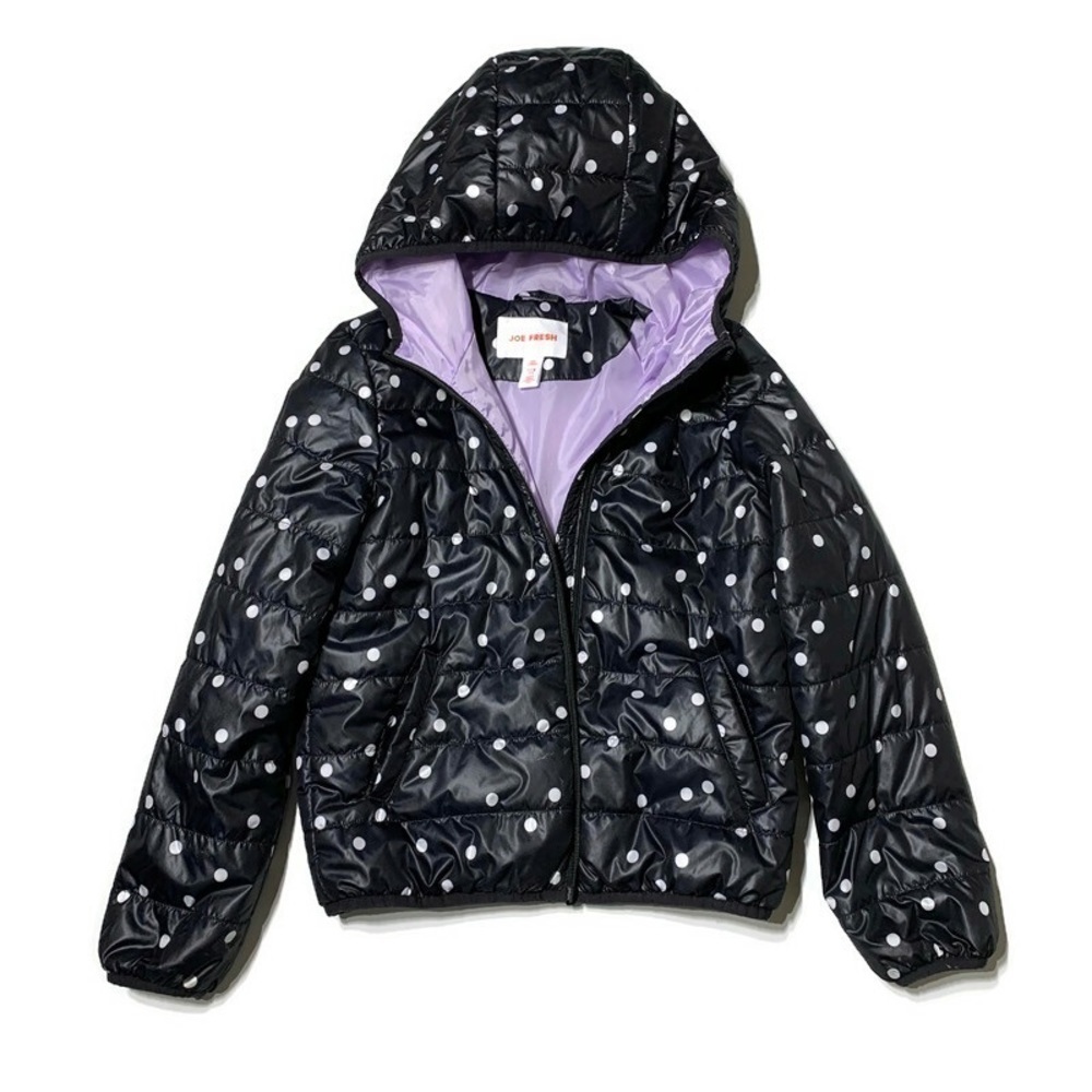 Joe fresh girls 10-12Y polka dot hooded puffer jacket